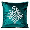 Poszewka na poduszkę 45x45 cm welwetowa z srebrnym ornamentem ciemnoturkusowa ROYAL 3 Eurofirany
