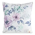 Poszewka na poduszkę 45x45 cm welwetowa zdobiona nadrukiem kwiatów biało, fioletowa MINK Eurofirany