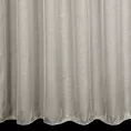 Firana szyta na przelotkach beżowa z gładkiej perłowej etaminy o naturalnym splocie, wykończona obciążnikiem