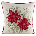 Poszewka na poduszkę świąteczna 45x45 cm kremowo, czerwona zdobiona haftem gwiazd betlejemskich Eurofirany
