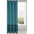 Zasłona ciemnoturkusowa z welwetu zdobiona falbanami 140x250 przelotka CHARLOTTE 1 Eurofirany