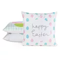 Poszewka na poduszkę 45x45 cm z weluru, wielkanocna zdobiona nadrukiem pisanek biało, niebieska WIOSNA 9 Eurofirany