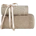 Zestaw ręczników bawełnianych na prezent 2 szt kolor jasnobeżowy,beżowy z efektym bukli 550 g/m2 TAMINA Eurofiarny