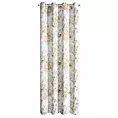 Zasłona beżowo, złota zaciemniająca z roślinnym nadrukiem i błyszczącymi akcentami 140x250 cm przelotki - OLENI Eurofirany