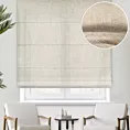 Roleta rzymska beżowa z delikatnej w dotyku etaminy w stylu eko z efektem kreszowania, wykończona obciążnikiem