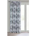 Zasłona biało, niebieska w kwiaty z welwetu 140x270 cm taśma MARISA Eurofirany