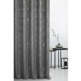 Zasłona szyta na przelotkach grafitowo złocista z miękkiej tkaniny o strukturze weluru z połyskliwym nadrukiem