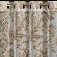 Zasłona beżowo, szampańska z nadrukiem liści z etaminy 140x250 cm przelotka - LAYLA Eurofirany
