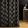 Zasłona szyta na flexach czarna z tkaniny welwetowej z geometrycznym błyszczącym nadrukiem
