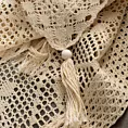 Zazdrostka jasnobeżowa ażurowa  w stylu eko z dekoracyjnymi chwostami 150x30 cm tunel MARTHA Eurofirany