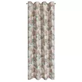 Zasłona naturalno, beżowa z wzorem kwiatów z dodatkiem lnu 140x250 cm przelotka DEMI Eurofirany
