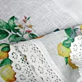 Zazdrostka biało, zielona z etaminy zdobiona nadrukiem cytryn 30x150cm tunel CLOE Eurofirany