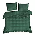 Pościel 220x200 cm satyna bawełniana kolor ciemnozielony w drobne prążki VERA Eurofirany
