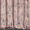 Zasłona szyta na taśmie fala pudrowo różowo złocista z tkaniny welwetowej zdobionej połyskującym drukiem