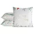 Poszewka na poduszkę świąteczna 45x45 cm welwetowa biało, zielona zdobiona nadrukiem Eurofirany