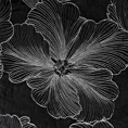 Zasłona czarna w srebrne kwiaty z błyszczącego welwetu 140x300 cm taśma STELLA Eurofirany