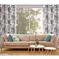 Zasłona popielato, biała w duże kwiaty z etaminy 140x250 cm przelotka SANDRA Eurofirany