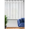 Firana biała z gładkiej matowej mikrosiateczki z ozdobną złotą koronką 300x150 cm przelotka CASSIE Eurofirany