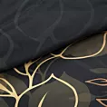 Pościel 160x200 cm z makosatyny bawełnianej kolor czarny, złoty z motywem liści VICTORIA 7 Limited Collection Eurofirany