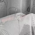 Firana szyta na przelotkach biało popielata z eleganckiej etaminy w drukowany, modny, botaniczny wzór