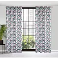 Zasłona biało, fioletowa z motywem kwiatowym, zaciemniająca 140x250 cm przelotka SIMONA Eurofirany
