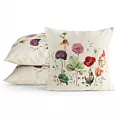 Poszewka na poduszkę 45x45 cm bawełniana, gobelinowa z motywem letnich kwiatów kremowo, zielona GOB Eurofirany