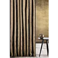 Zasłona szyta na tunelu czarno złota z szenilowej tkaniny w pasy przetykane błyszczącą nicią