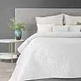 Narzuta welwetowa biała 220x240 cm pikowana w geometryczny wzór metodą hot press DIMON Eurofirany