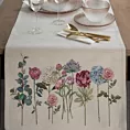 Bieżnik na stół naturalno, ciemnoróżowy 50x110 cm gobelinowy z nadrukiem letnich kwiatów