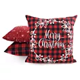 Poszewka na poduszkę 45x45 cm welwetowa czerwono, biała zdobiona świątecznym motywem  Eurofirany
