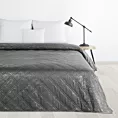 Narzuta welwetowa stalowa 220x240 cm pikowana metodą hot press z błyszczącym nadrukiem Design 91 Eurofirany