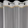 Firana biała z gładkiej matowej mikrosiateczki z ozdobną złotą koronką 300x250 cm przelotka MERIL Eurofirany