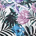 Narzuta biało, ciemnozielona 200x220 cm z nadrukiem egzotycznych liści i kwiatów pikowana techniką hot press MALIBU DESIGN 91 Eurofirany