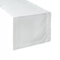 Bieżnik na stół biały 40x140 cm ELLEN zdobiony drobnymi srebrnymi kropkami i elegancką listwą
