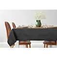 Obrus czarny 140x300 cm z tkaniny przypominającej płótno STELLA 2 z podwójną listwą na brzegach