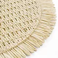 Podkładka okrągła na stół kremowa średnica 38 cm JOAN pleciona z frędzlami Eurofirany