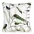 Poszewka na poduszkę 45x45 cm welwetowa poszewka zdobiona nadrukiem liści monstery biało, oliwkowa ELLEN DESIGN 91 Eurofirany