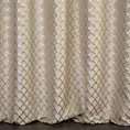 Zasłona szyta na przelotkach kremowo złota z szenilowej tkaniny w drobny geometryczny wzór przetykany błyszczącą nicią