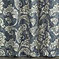Zasłona szyta na taśmie 5 cm PERUGIA granatowa ze szlachetnej tkaniny z dużym roślinnym wzorem