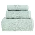 Zestaw ręczników bawełnianych 3 szt kolor ciemno turkusowy, srebrny z haftem kwiatów 400 g/m2 MELANI Eurofirany