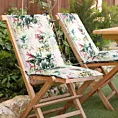 Poduszka na krzesło 45 x 90 x 3 cm wodoodporna biało, zielona zdobione roślinnym wzorem GARDEN Eurofirany