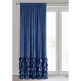 Zasłona granatowa zdobiona falbanami i lśniącymi akcentami z welwetu 140x250 cm taśma CARLI Eurofirany