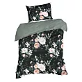 Pościel 140x200 cm bawełna ranforce kolor czarny, szałwiowy z motywem kwiatów ROSITA 1 Eurofirany