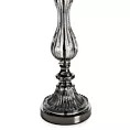 Lampa stołowa do salonu czarno, srebrna REMI z kryształową podstawą i matowym abażurem Eurofirany