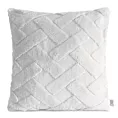 Poszewka na poduszkę 45x45 cm z miękkiego pluszu zdobiona wypukłym wzorem srebrna CARO DESIGN 93 Eurofirany