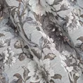 Zasłona popielato, biała w duże kwiaty z etaminy 140x250 cm przelotka SANDRA Eurofirany
