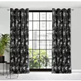 Zasłona czarna w srebrne kwiaty z błyszczącego welwetu 140x250 cm przelotka STELLA Eurofirany