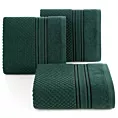 Ręcznik do rąk 30x50 cm bawełniany kolor ciemnozielony zdobiony subtelnymi paseczkami 500 g/m2 DAVOS Eurofirany