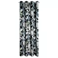 Zasłona czarno, srebrna z motywem botanicznym z welwetu 140x270 cm przelotka SALLY Eurofirany