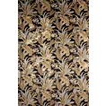 Zasłona czarno, złota z błyszczącym wzorem egzotycznych liści z welwetu 140x250 cm przelotka ADEL  Eurofirany